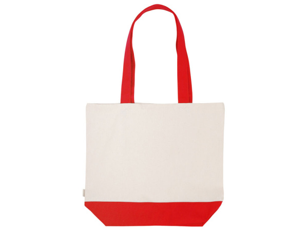 Сумка для шоппинга «Cotton» из переработанного хлопка, 280 г/м2, Цвет натуральный/красный