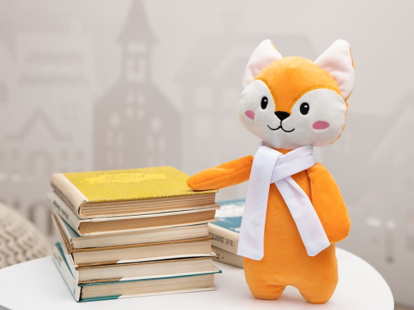 Мягкая игрушка Beastie Toys, лисенок с белым шарфом, 25,5х11 см