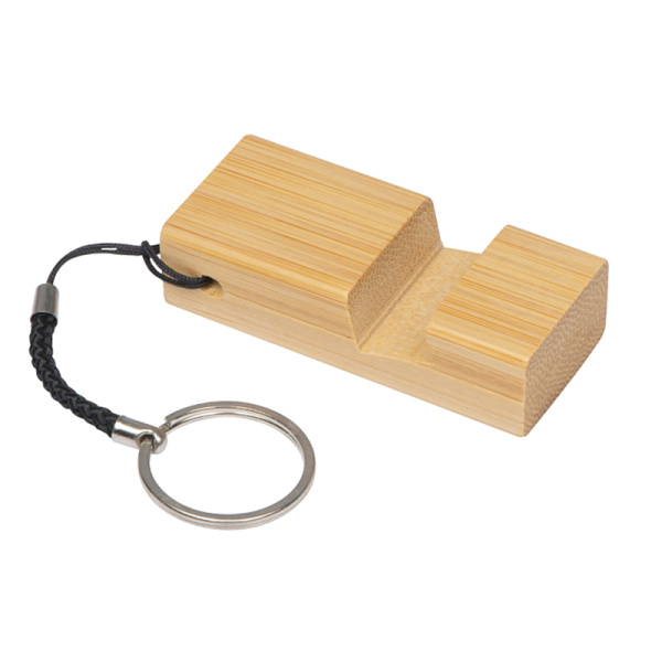 Подставка с брелоком для телефона Purse, натуральное дерево (бамбук)