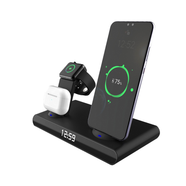 Часы электронные Abbatt мультифункциональные с беспроводной зарядкой (для смартфона, наушников, часов)