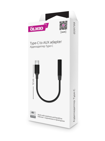 Адаптер аудио USB Type-C - AUX (3.5mm), OLMIO