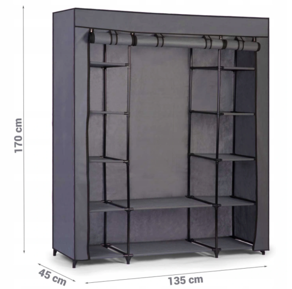Шкаф складной каркасный тканевый STORAGE WARDROBE mod.YG - 05. Трехсекционный. 130х45х175 см. Красный