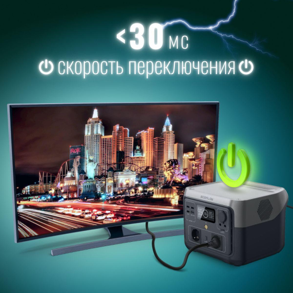 Портативная станция питания 512Втч, 3000+ циклов зарядки, с удаленным управлением / 9 выходных разъемов