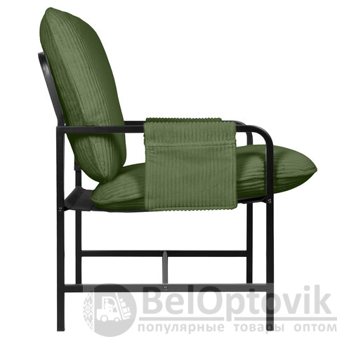 Кресло BRABIX "Gentle LC-300", ЛОФТ, пружинный блок, ткань велсофт (плюш), оливковое, 533145