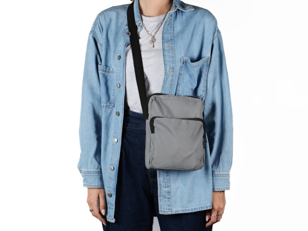 Светоотражающая сумка через плечо «Reflector», Цвет серебристый