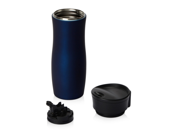 Вакуумная герметичная термокружка «Streamline» с покрытием soft-touch, Цвет темно-синий/черный