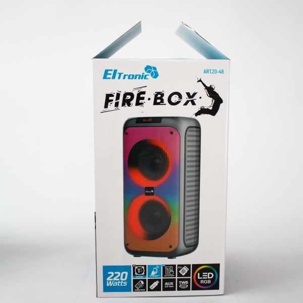 Портативная bluetooth колонка Eltronic FIRE BOX 220 Watts арт. 20-48 с LED-подсветкой и RGB светомузыкой, пультом дистанционного управления