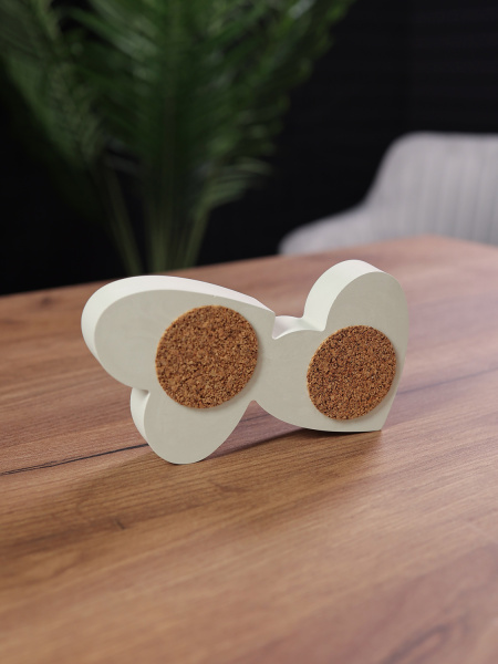 2 Сердца - Подсвечник декоративный из гипса, арт. g002002