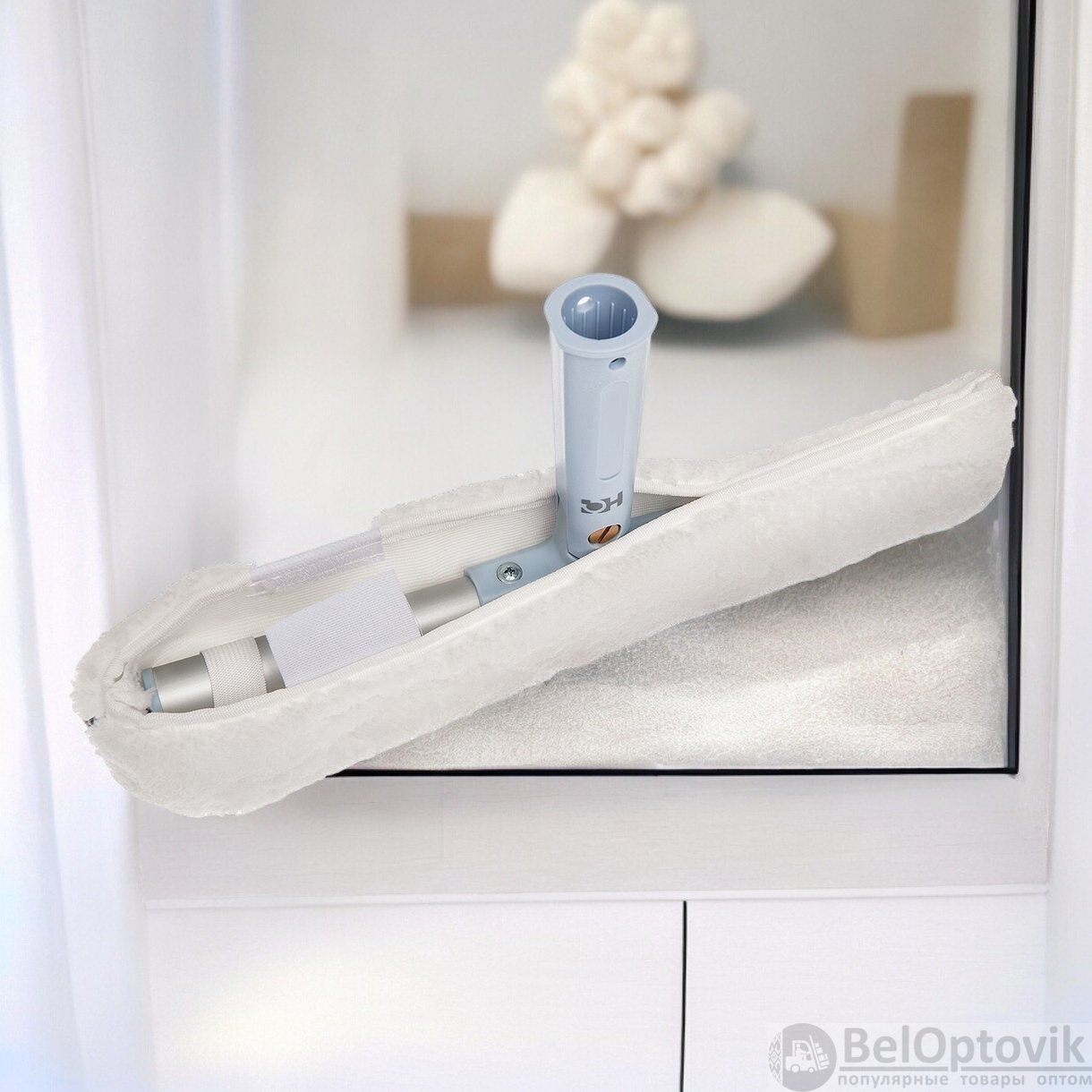 Насадка микроволоконная коротковорсная для мытья стеклянных поверхностей, 38 см