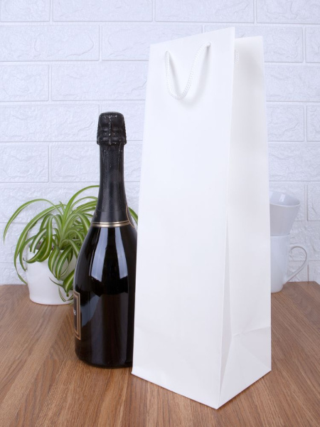 Пакет под бутылку Vindemia, белый, 12х11,2х38 см
