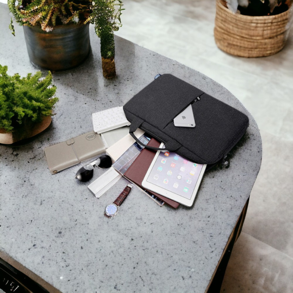 Сумка для ноутбука 15.6 Elegance, черная / Крепление для чемодана, утолщенная стенка