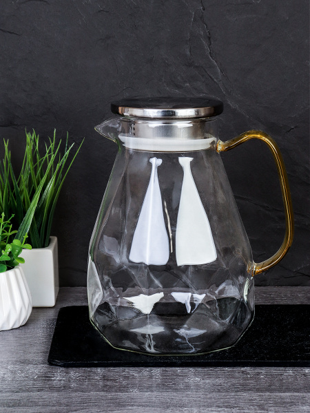 Кувшин 1500 мл стеклянный / LCWJ5903 /уп 36/ Металлическая крышка
