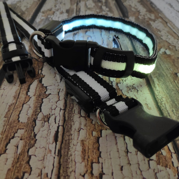 Светящийся ошейник для собак (3 режима) Glowing Dog Collar Черный L (MAX 50 sm)