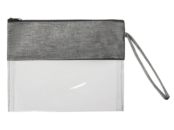 Прозрачная косметичка «Leony» из ПВХ и ткани, Цвет прозрачный/темно-серый