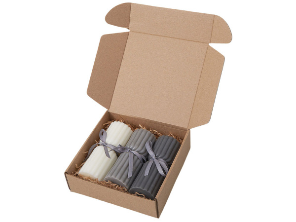 Набор свечей с гранями «Vela», Цвет темно-серый, серый, белый