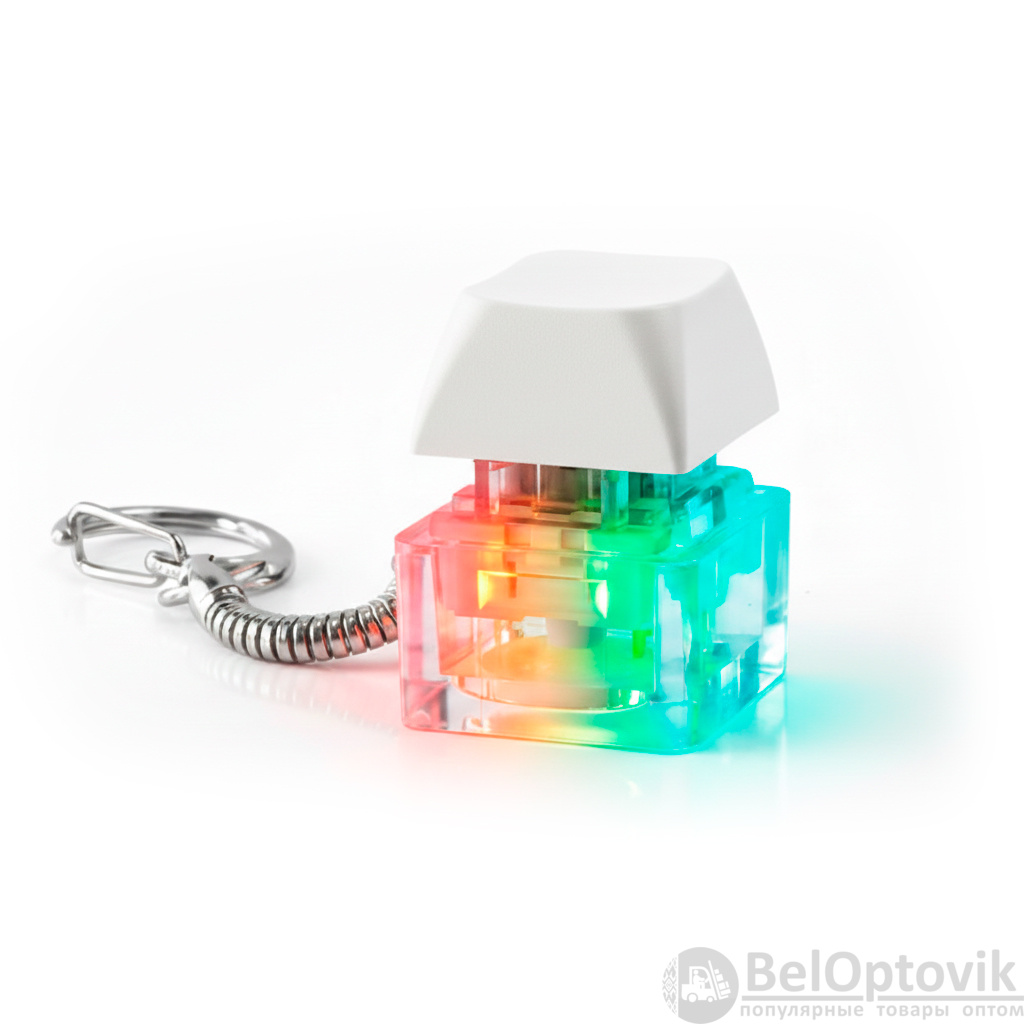 Брелок PUSH ME с LED подсветкой (фонарик), Белый
