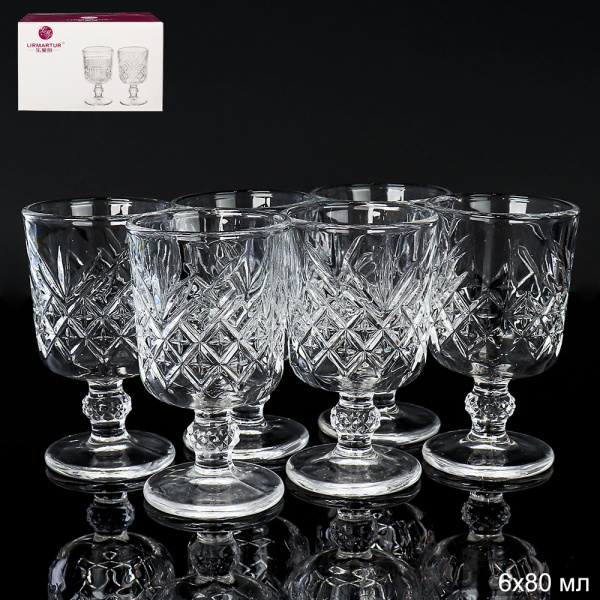 Рюмка 6 штук 60 мл на ножке прямая / F207-1D /уп 24/