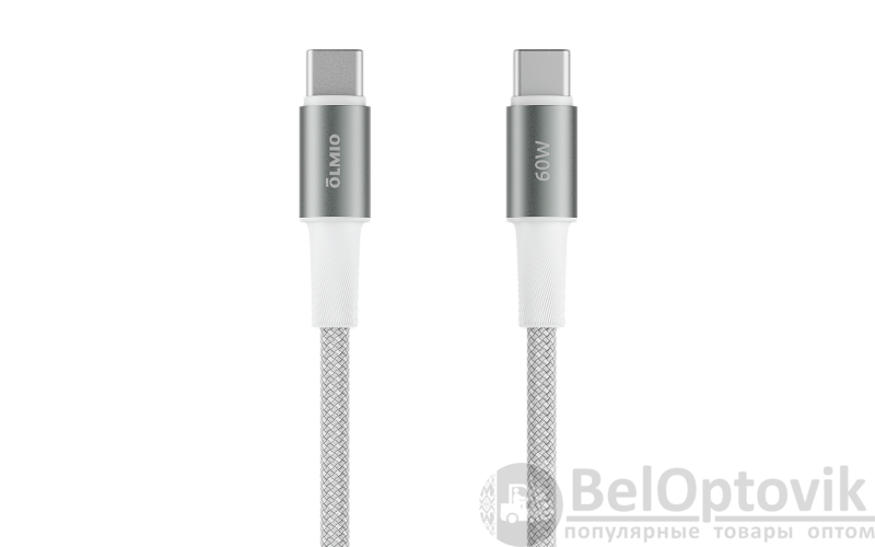 Кабель MASTER, Type-C - Type-C, 60W, USB2.0, 1.2м, белый, OLMIO