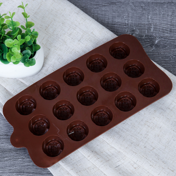 Форма для конфет мармелада и льда 15 ячеек силиконовая Роза / HL-260 /уп 300/ 21*10*1,2 см/ 0,040/ *