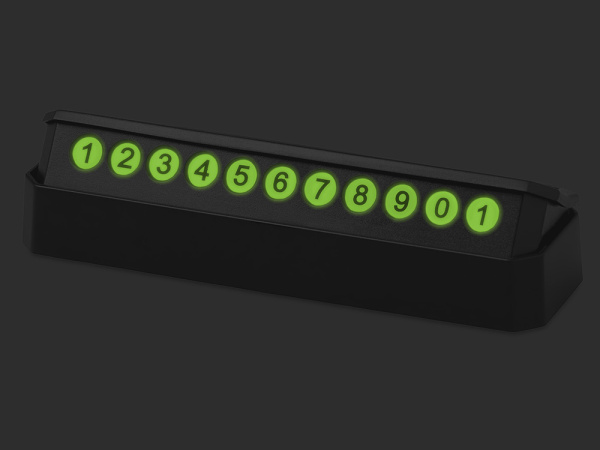 Парковочная визитка «Tempark» v.2 с люминесцентной подсветкой, Цвет черный