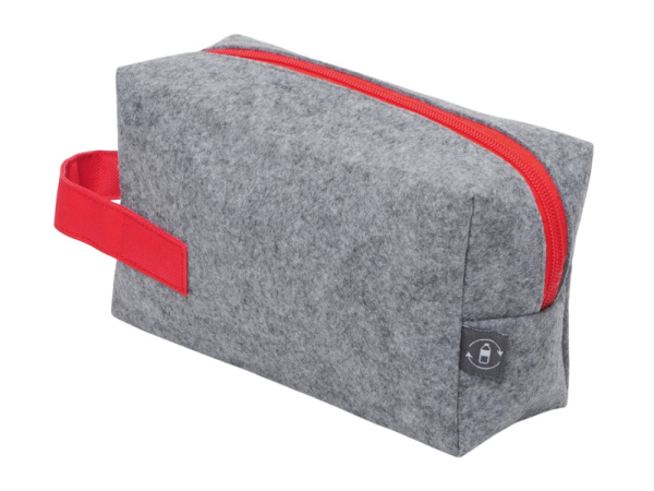 Косметичка из РПЕТ фетра с ручкой «Felt», Цвет серый, красный