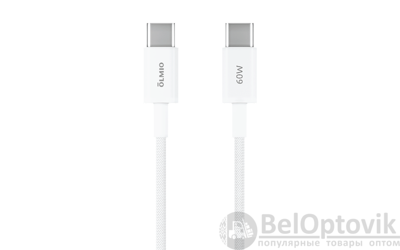 Кабель SIMPLE, Type-C - Type-C, 60W, USB2.0, 1.2м, белый, OLMIO