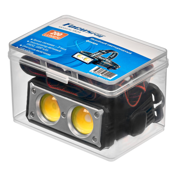 Фонарь налобный FOCUSray 1323 акку 18650 1200мАН,200 люмен,цифровой дисплей,USB кабель,1/180, шт