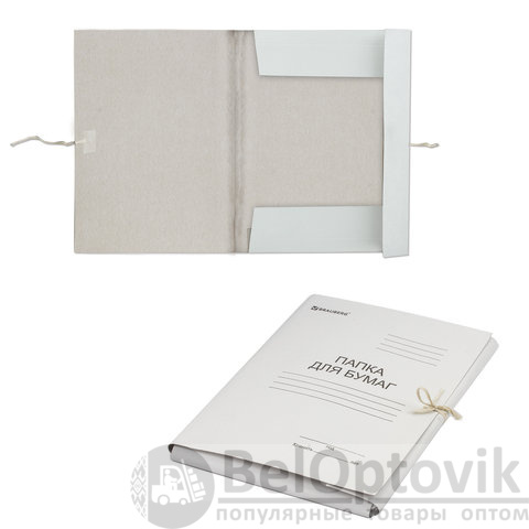Папка для бумаг с завязками картонная мелованная BRAUBERG, 280 г/м2, до 200 листов, 110924