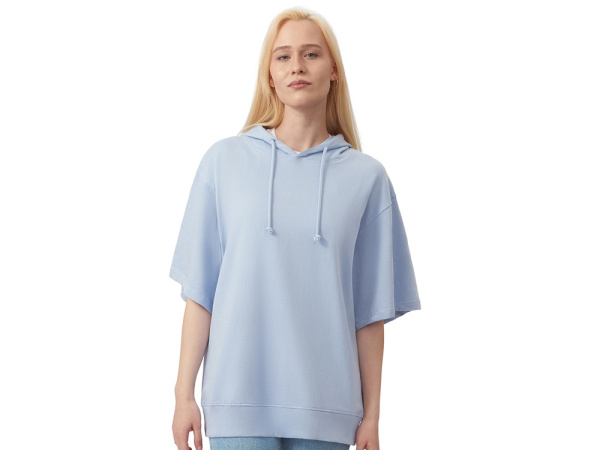 Худи оверсайз с коротким рукавом «Warsaw» унисекс, Размер XL-2XL, Цвет небесно-голубой