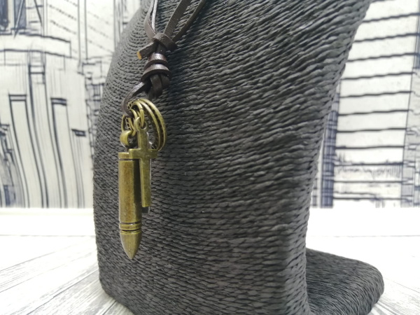 Подвеска с кулонами "Крест, Медальон, Кольцо, Пуля 3.5 см" (универсальная регулировка длины)