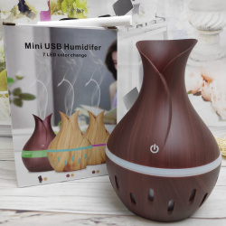 Увлажнитель ультразвуковой аромадиффузор воздуха Mini USB "Тюльпан" (луковица) 7 LED color, 300ml, 220V Темное дерево Звездный дождь