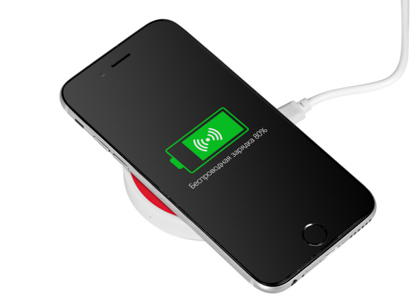 Беспроводное зарядное устройство «Dot», 5 Вт, Цвет белый/красный