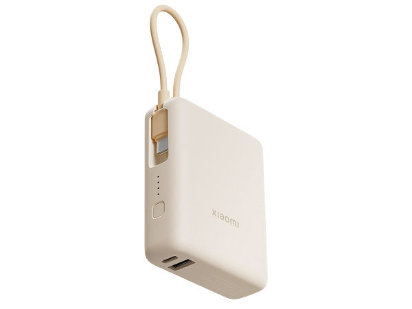Внешний аккумулятор со встроенным кабелем Xiaomi Power Bank (Integrated Cable), 10000 мАч, Цвет бежевый