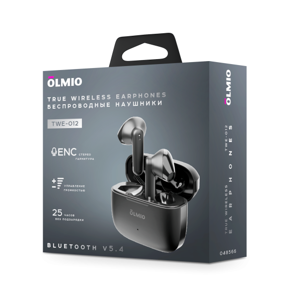 Наушники беспроводные "TWE-12", True Wireless, black, OLMIO