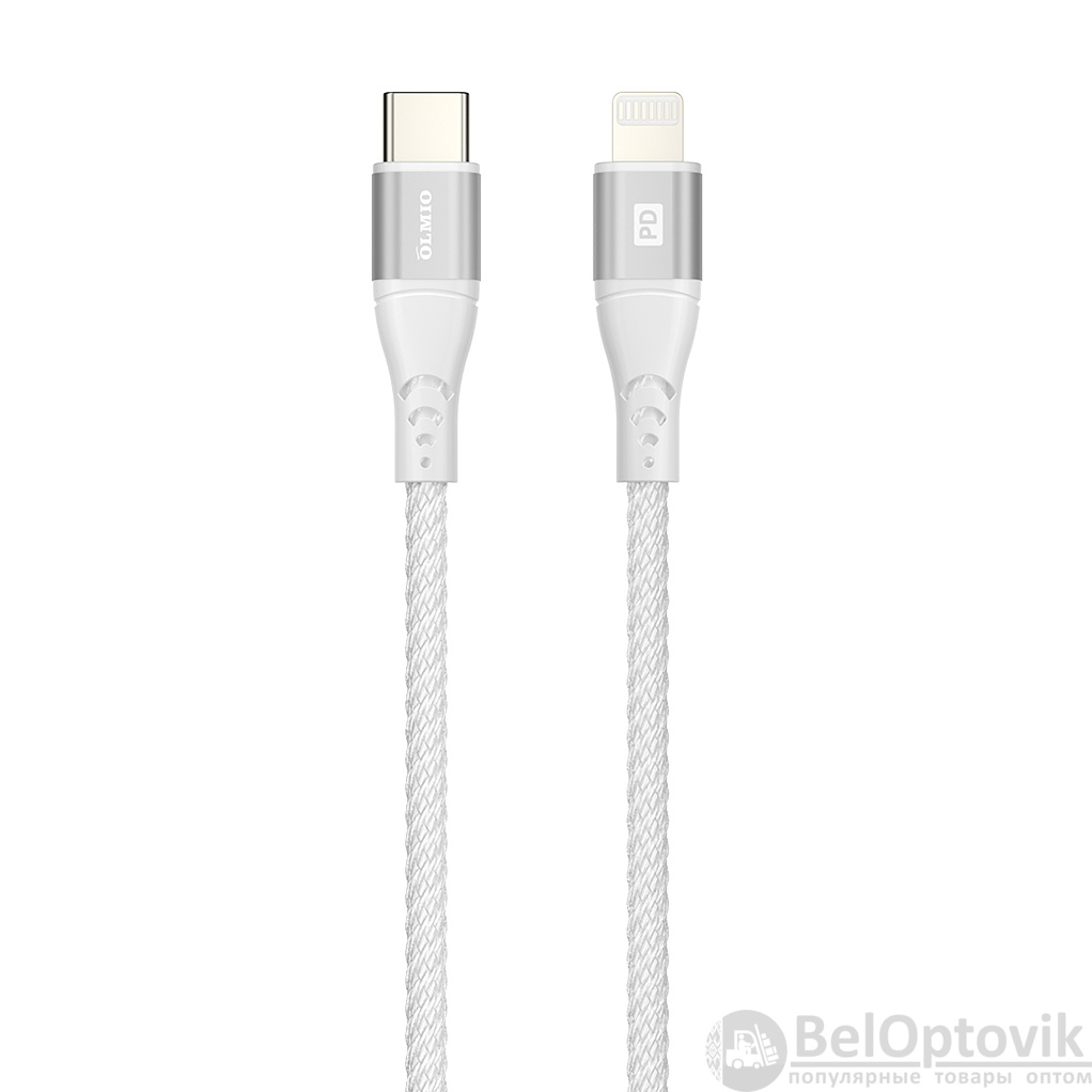 Кабель MFI Type-С - Lightning, PD, 1.2м, белый, OLMIO