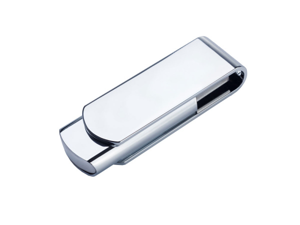 USB 3.0- флешка на 64 Гб глянцевая поворотная, Размер 64ГБ, Цвет серебристый/глянец