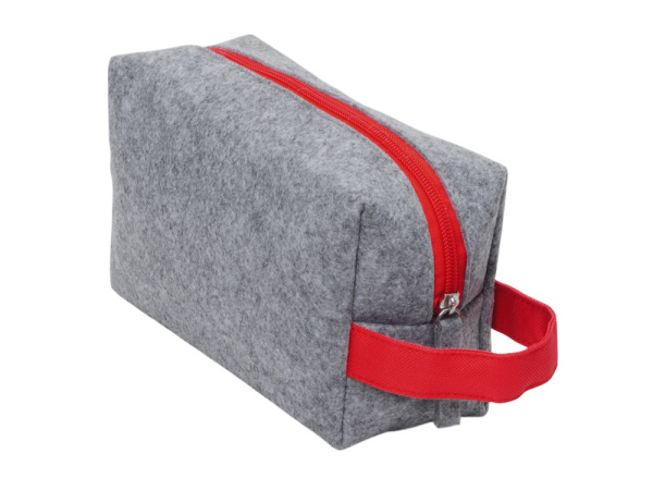 Органайзер для электроники и проводов «Felt» из RPET-фетра с ручкой, Цвет серый, красный