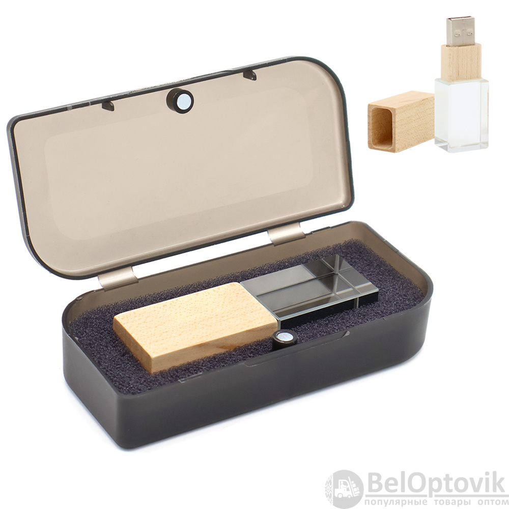 Флешка Кристал Bamboo 16 Гб в футляре, светло-коричневый