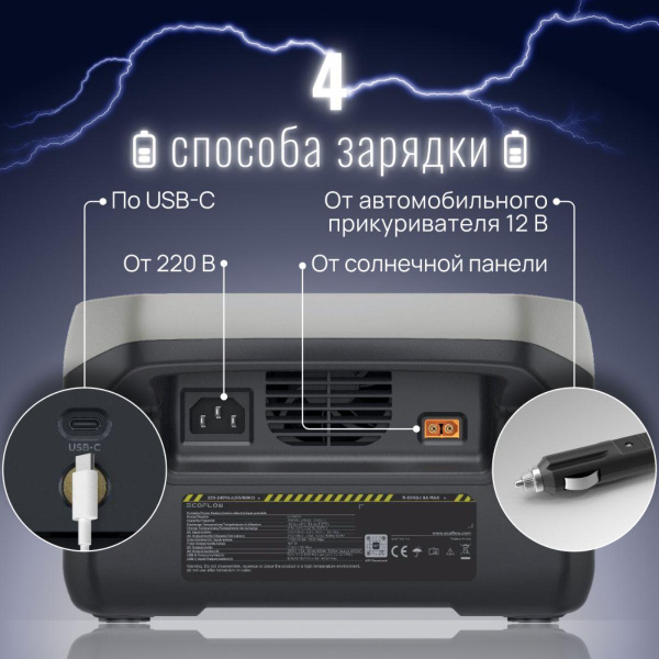 Портативная зарядная станция Power Bank 256 Втч, 3000 циклов зарядки с удаленным управлением / Легкая и компактная