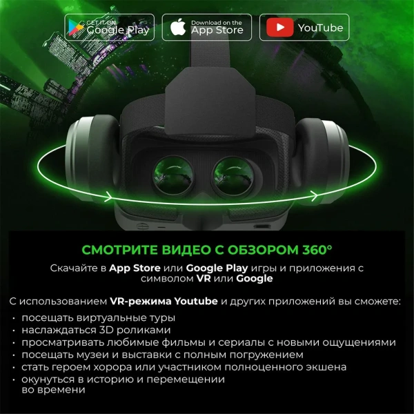 Очки виртуальной реальности VMR600E Universe для смартфона 4-7" + встроенные проводные наушники