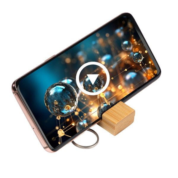 Подставка с брелоком для телефона Purse, натуральное дерево (бамбук)