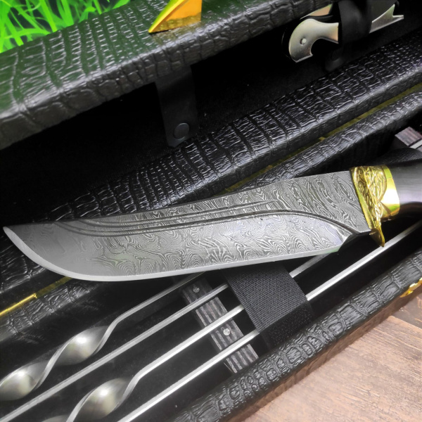 Набор для шашлыка и гриля в чемодане Царский №6.1 Кизляр России Дамасская сталь 11 предметов