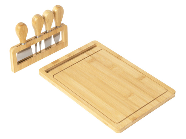 Набор для сыра из бамбука со съемной подставкой «Camembert», Цвет натуральный/серебристый