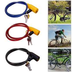 Замок велосипедный (универсальный), стальной трос (80х1см) +2 ключа Черный