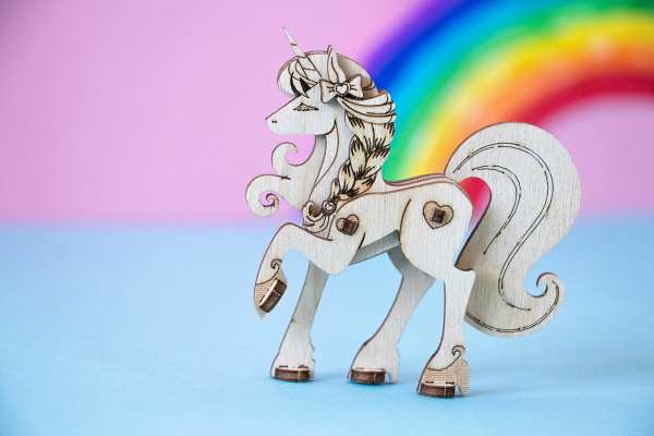 Деревянный конструктор UNIT (сборка без клея) Единорог UNIWOOD