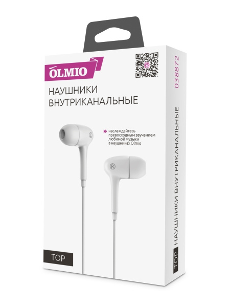 Наушники внутриканальные "Top" 3.5, белые, OLMIO