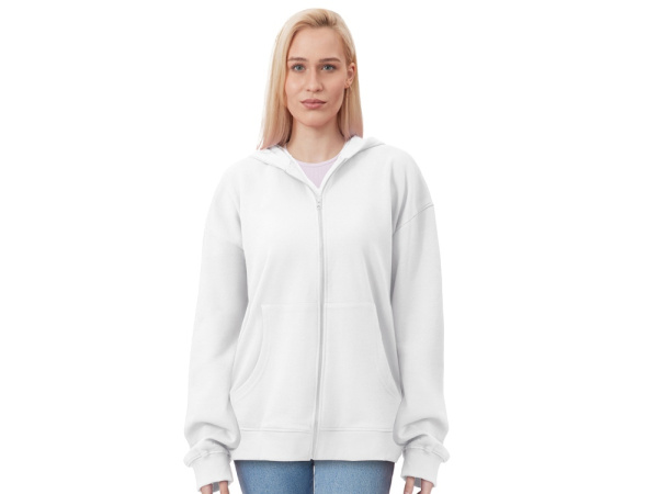 Толстовка оверсайз с капюшоном на молнии «Monaco», Размер XS-S, Цвет белый