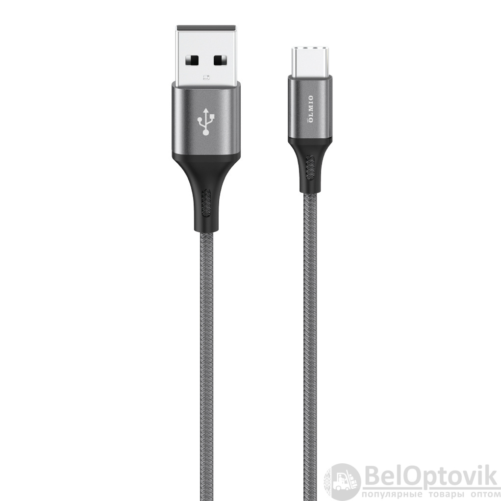 Кабель BASIC, USB 2.0 - Type-C, 1.2м, 2.1A, серый, OLMIO