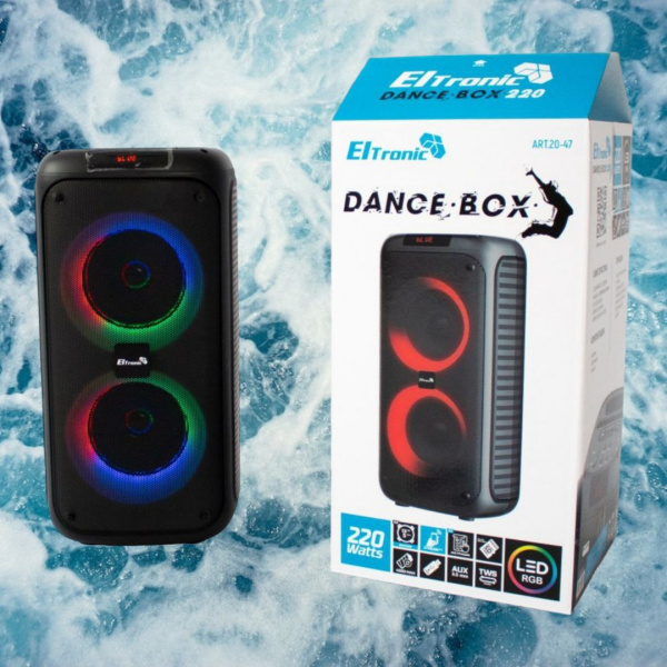 Портативная bluetooth колонка Eltronic DANCE BOX 220 Watts арт. 20-47 с LED-подсветкой и RGB светомузыкой, пультом дистанционного управления