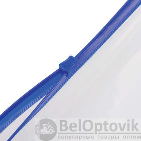 Папка-конверт на молнии А4 (335х238 мм), карман для визиток, молния ассорти, прозрачная, 0,15 мм, BRAUBERG "Smart", 221856